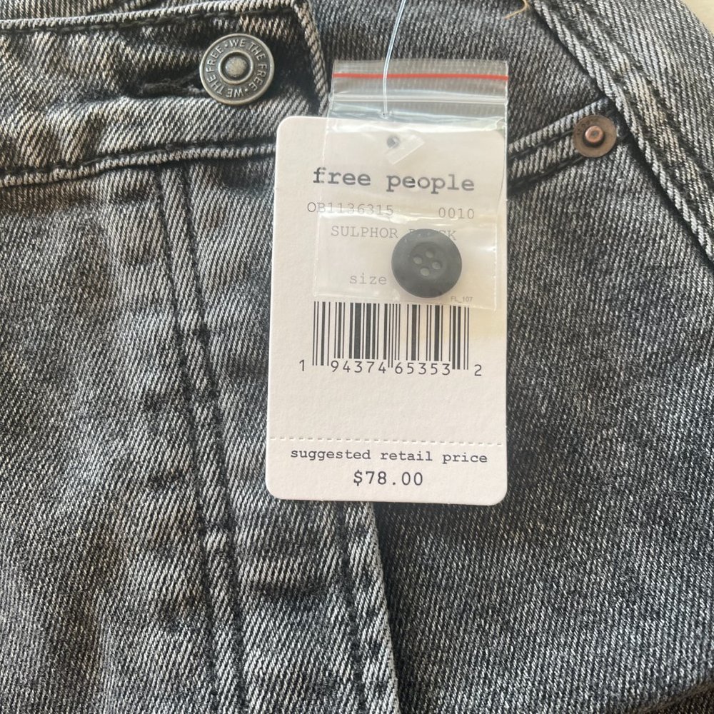Free People Women's Parker Wrap Denim Miniskirt | Size 25 - Black - Picture 2 of 4